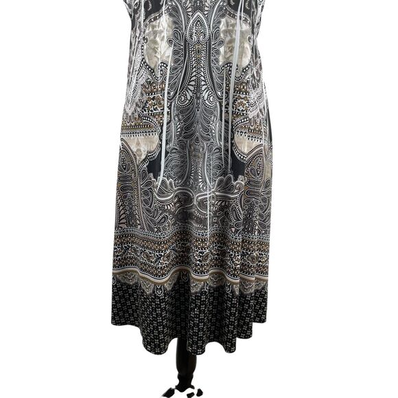 World Unity Women's Midi Dress Large Paisley Sleeveless Rhinestone Embellished - Picture 3 of 10